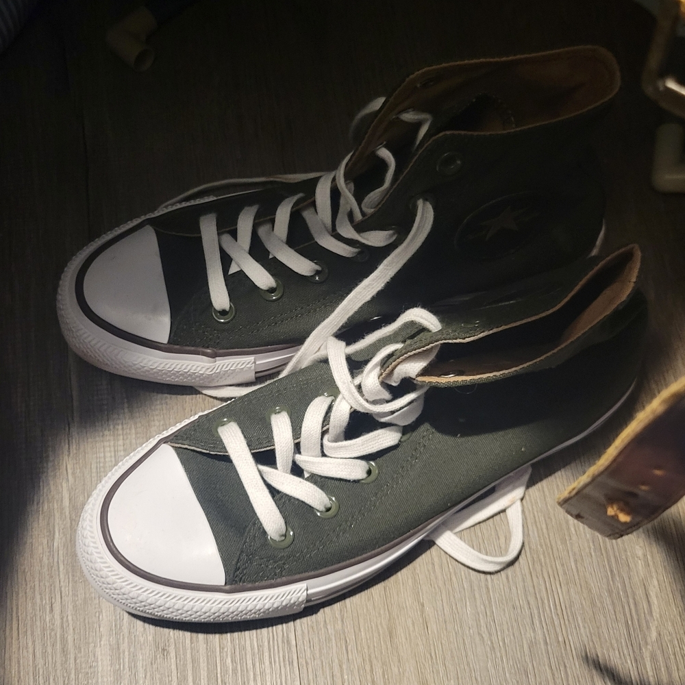 Converse Chuck Taylor High Top Sneakers - Olive Green & White